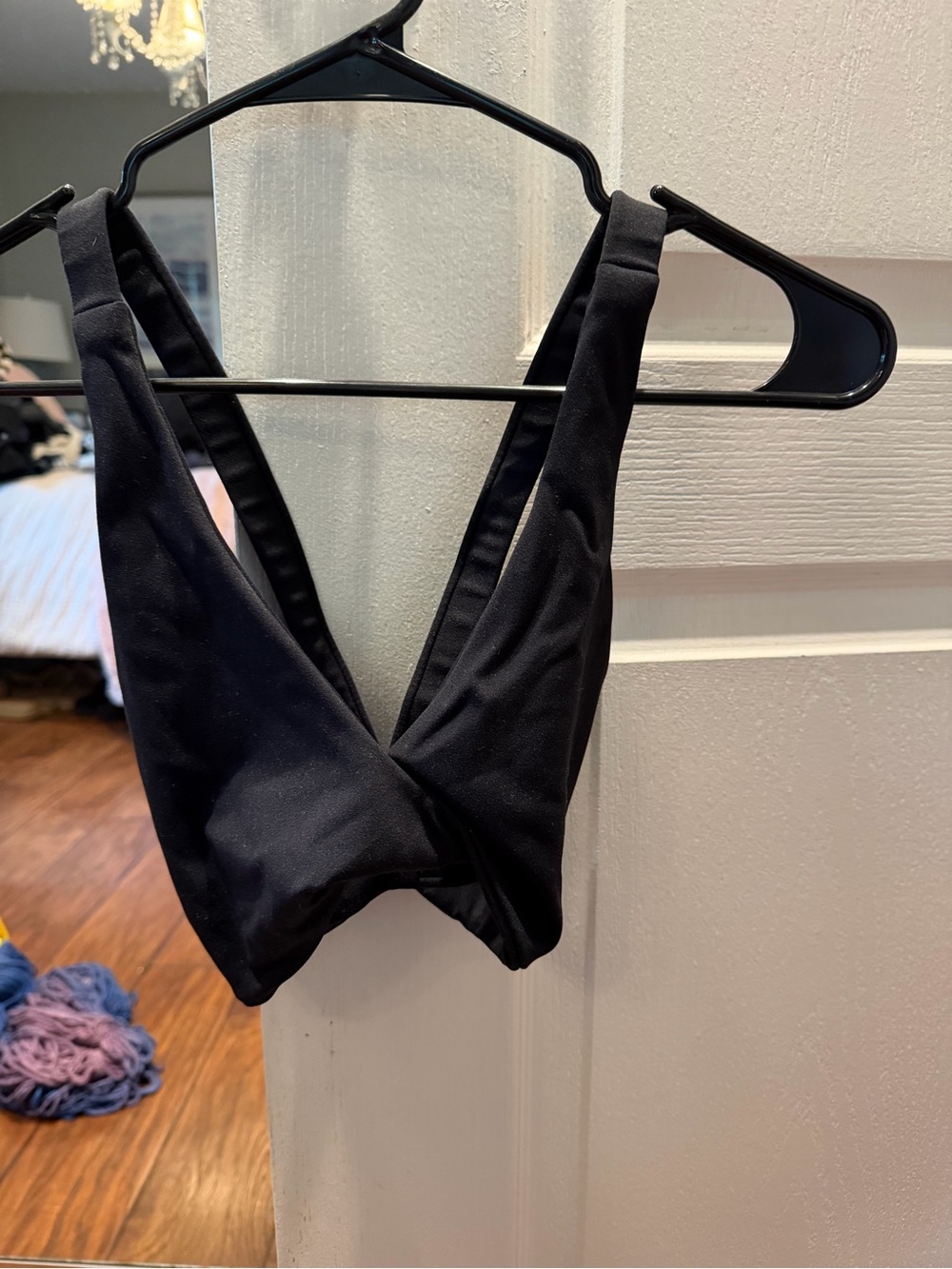 Plunge V-Neck Black Bralette - Supportive Everyday Sports Bra